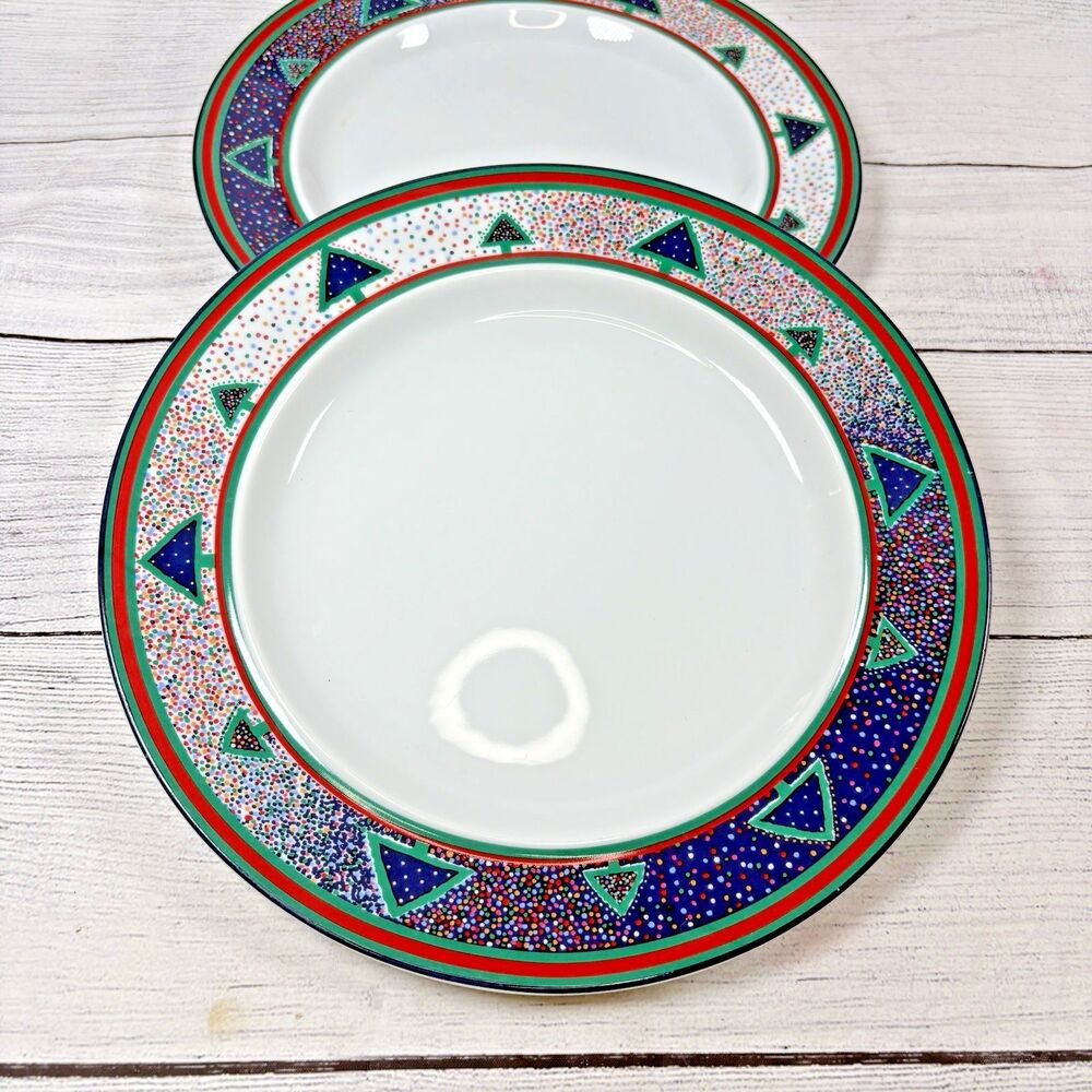 Set of 2 Dansk Winterfest Dinnerware DINNER Plates 11 inch Christmas Portugal